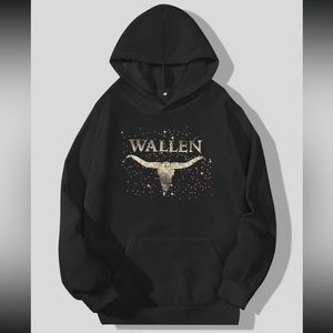 New! Morgan Wallen “Wallen”‎ Bull Head Print Kangaroo Pocket Hoodie